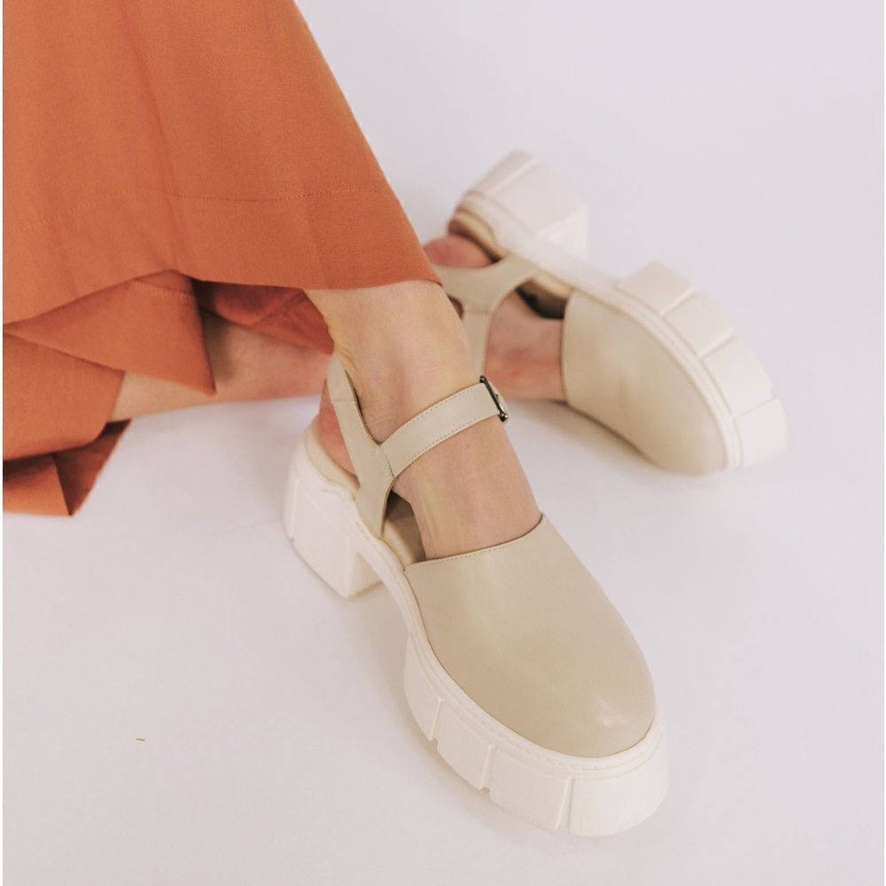 NWOT Free People Shoes Milan Mary Jane Platform Pump Size 37 Beige Cream - Picture 6 of 10